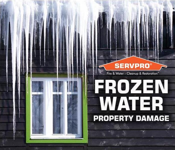 frozen water on exterior of residential property