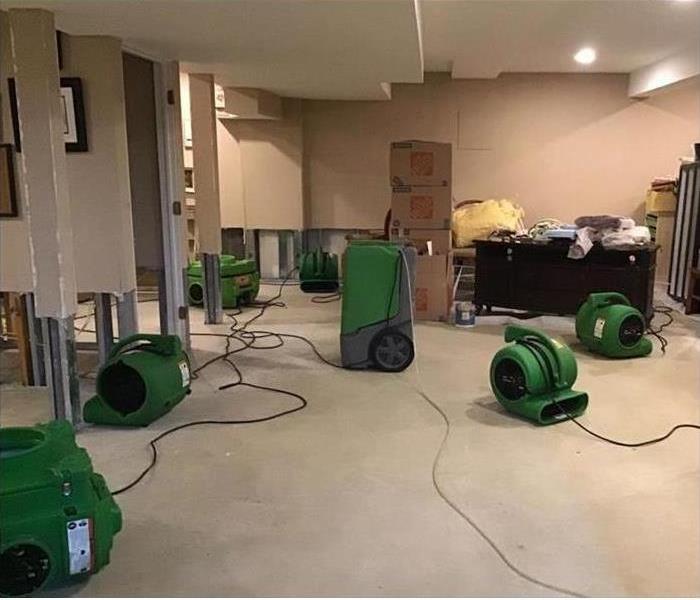drying equipment during basement water damage restoration