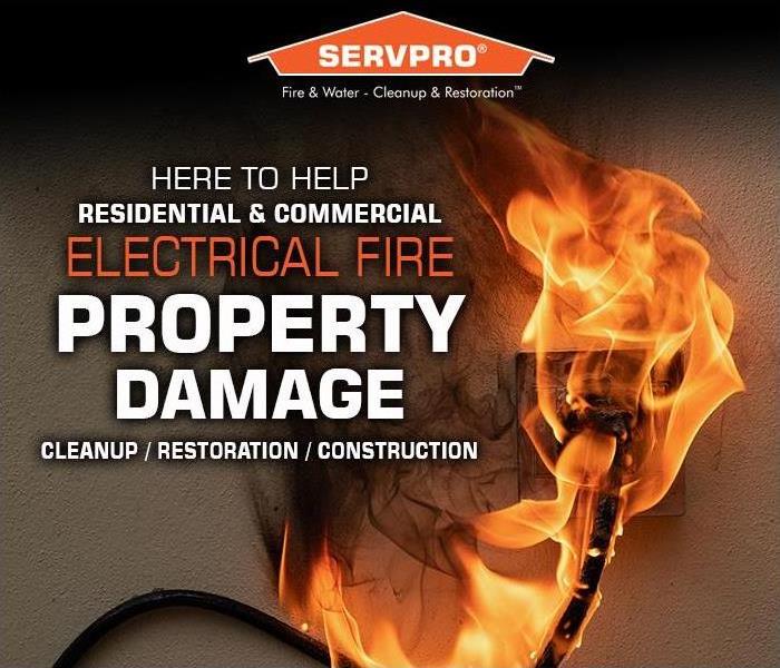 Electrical fire with text and SERVPRO logo